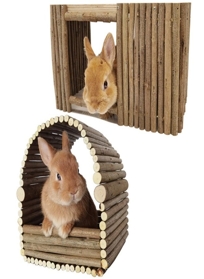 Barn Eleven Large Wooden Rabbit Nest Bunny House and Hideouts Small Animal Play Hideaway Hut for Indoor Adult Rabbit Guinea Pig Chinchilla Habitat (Rectangle) - Image 4